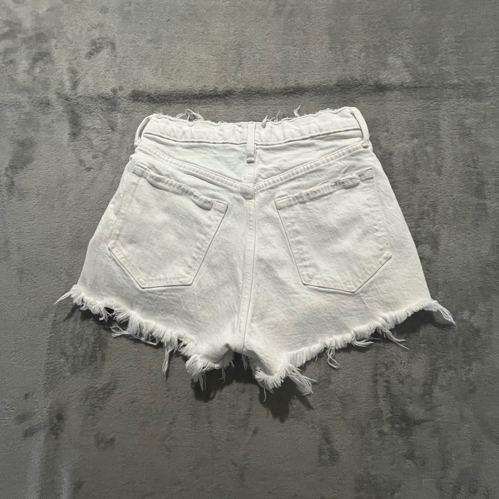 Abercrombie & Fitch Mom Shorts Womens 27/4 White Curve Love High Rise Distressed - Picture 2 of 5